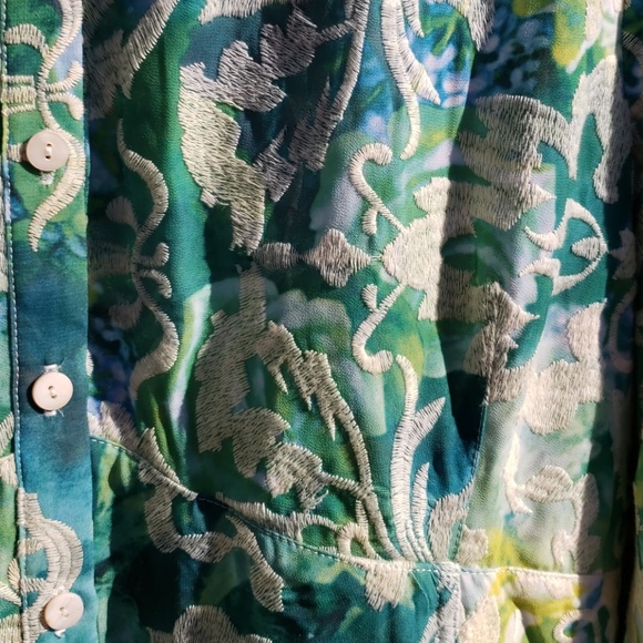 Sharon Young Green Long Shirt Top Size 14 - Picture 4 of 8